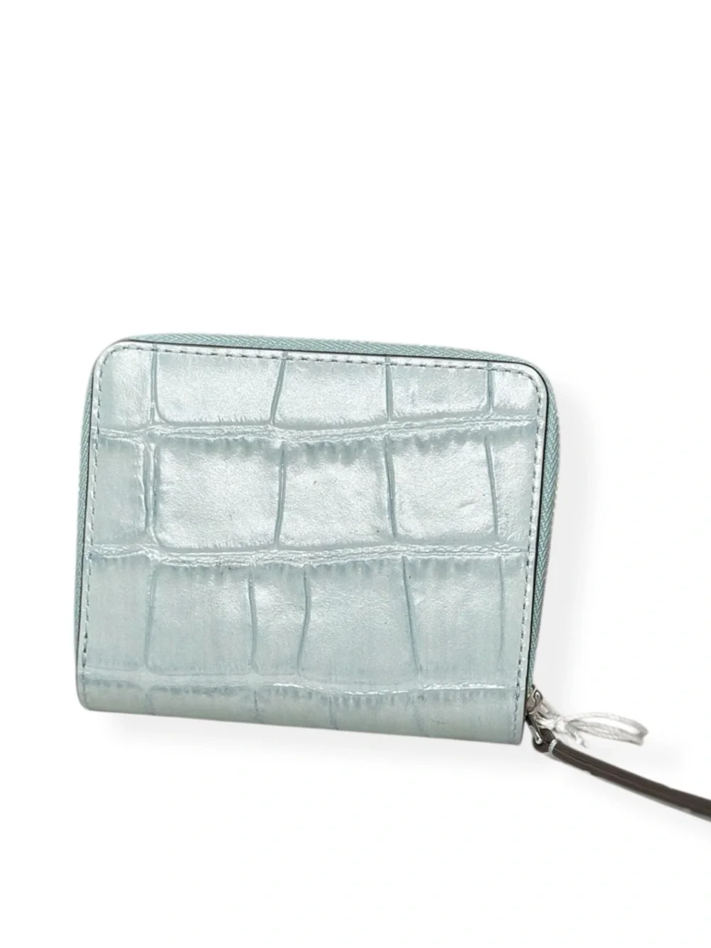 TORY BURCH Robinson Croc-Embossed Bifold Wallet - Blue Celadon